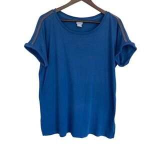Chico's Blue Pima Cotton T-Shirt - Size 2 / Large